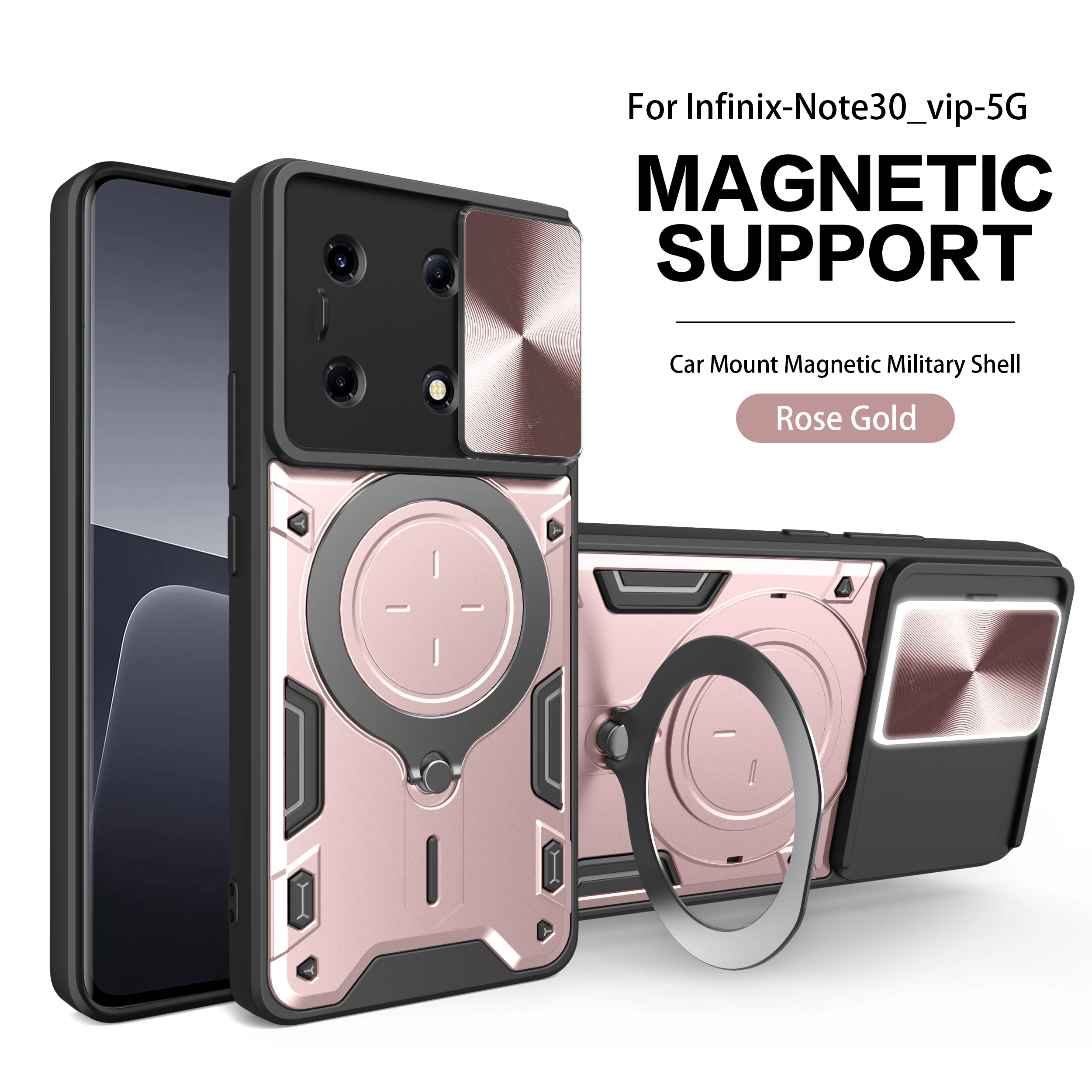 Case for Infinix Note 30 VIP Slide Camera Car Mount Magnetic Holder Soft Edge Hard Shockproof Phone Cover InfinixNote30VIP X6710