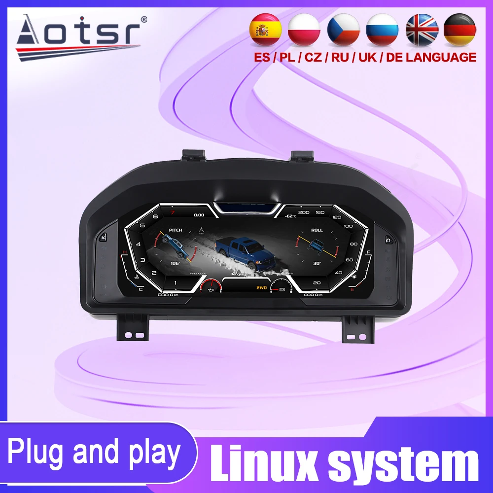 12.3 Inch LCD Digital Instrument Cluster For Dodge RAM 1500 2500 3500 2012-2018 Car Dashboard Speedometer Gauge Modified Panel