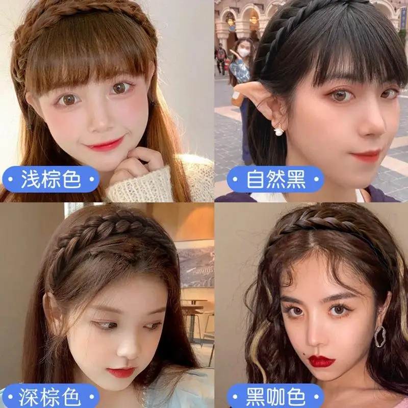 

Handmade Retro Headband with Braided Wig – Wide Fishbone Braids Hoop for Women, Styling Accessory for Instant Vintage Glamour