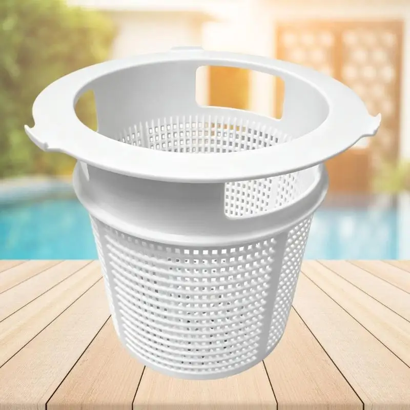 U2JB Backyard Pool Filter Basket With Perforated Body, White ABS Debris Basket for Daily Service and Direct Basket Removal