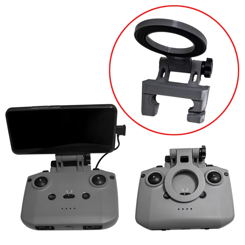 1PC For DJI RC-N3 Remote Controller Phone Mount Bracket Magnetic Quick Attach & Detach 3D-Printed w Multi-Angle Adjustable Hinge
