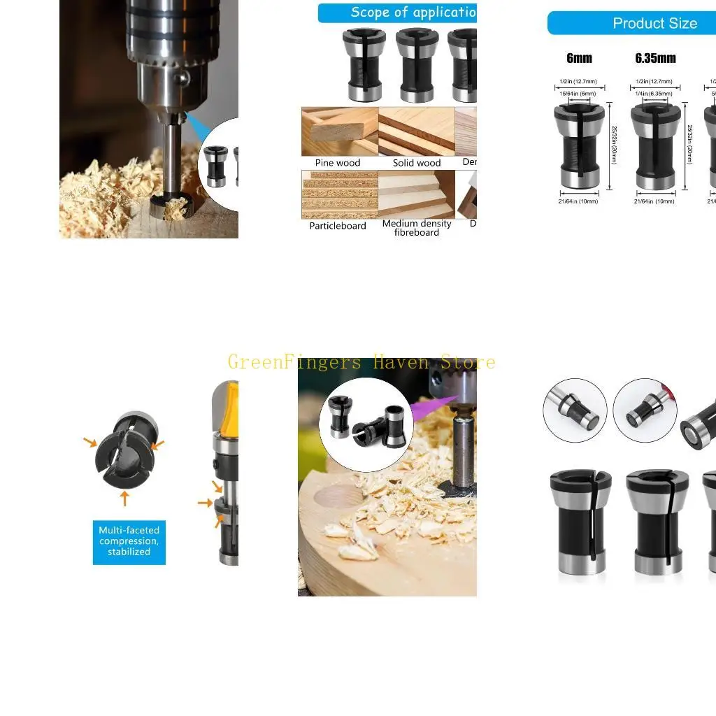 

F68D 3Pcs Trimmers Collets Adapter for Enhanceds Routers Performances and Stability