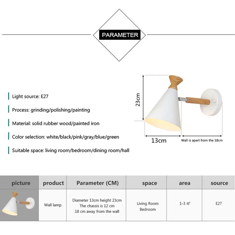 Nordic LED Solid Wood Wall Lamps Modern Creative Macaron ForLiving/Bedroom/DiningRoom E27 Background Decor Bedside Light