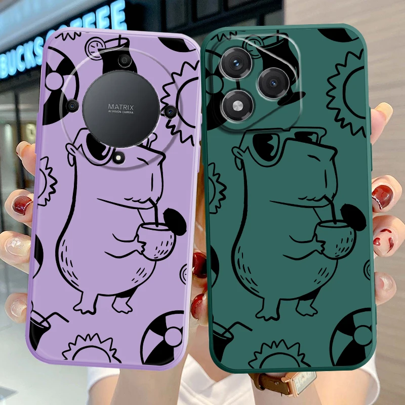 Coque de téléphone à couverture souple avec motif Capybara mignon, pour Honor X9C X7d X9D X9a X7b X9b X8b X8a X7a X5c