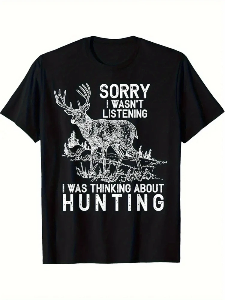 

funny hunting - Deer Hunter gift exquisite pattern -100% cotton summer short sleeve O-neck men's printed T-shirt.