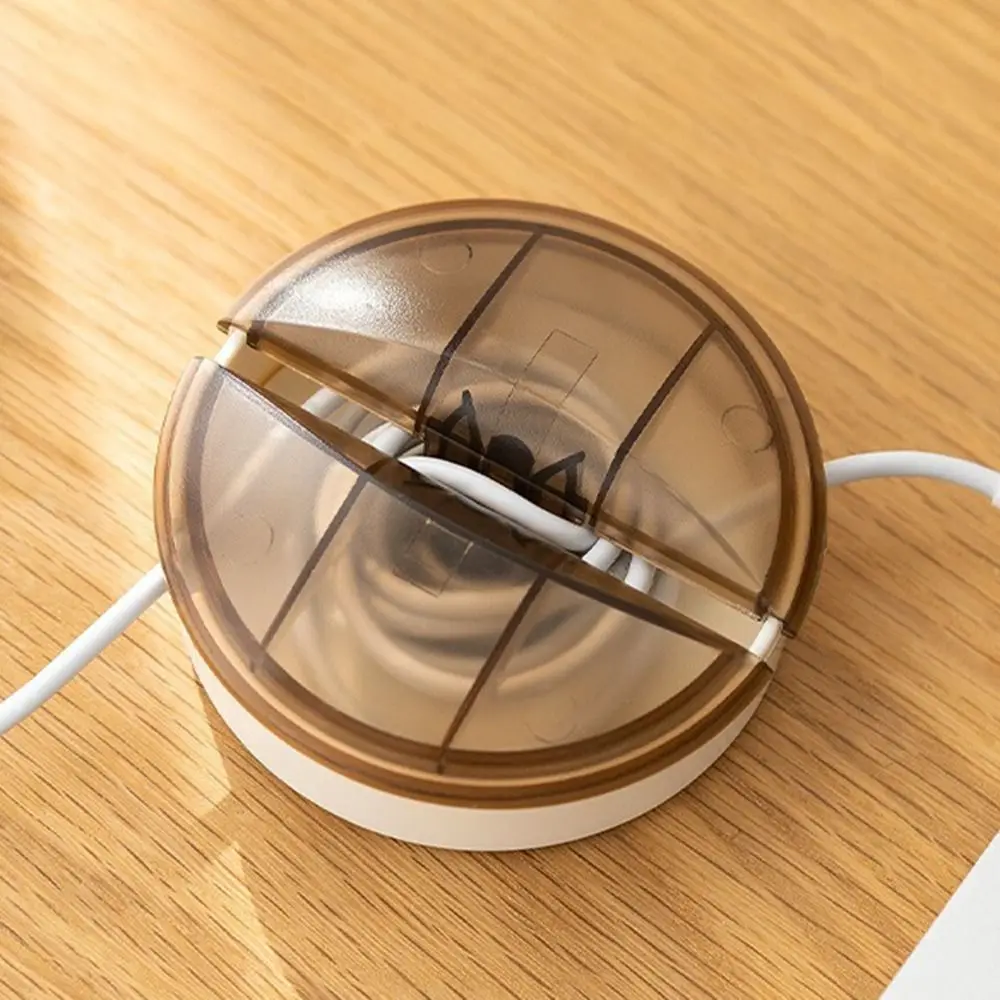 Round Wire Winder Box Earphone Charging Cable Rotary Type Winder Tie Portable Data Cable Storage Case Desktop Storage Tool