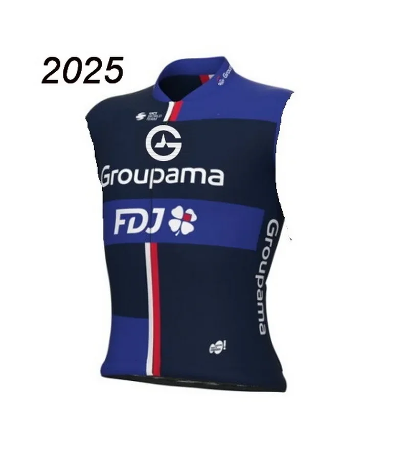 Windproof 2025 GROUPAMA FDJ  Team Sleeveless Cycling Jacket Vest Gilet Mtb Clothing Bicycle Maillot Ciclismo