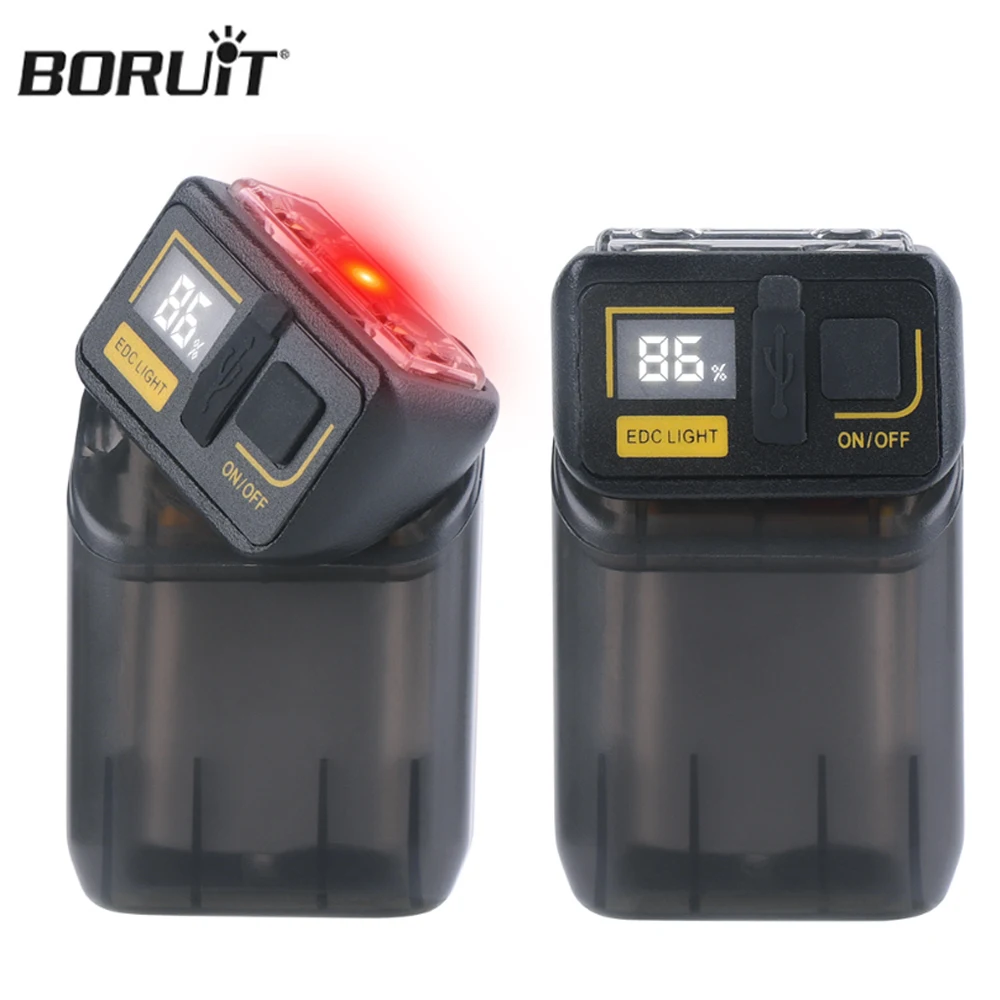 BORUiT X3 EDC Flashlight Keychain 180Rotations Magnetic USB-C Rechargeable Hatclip Work Light Camping Fishing Torch Emergency