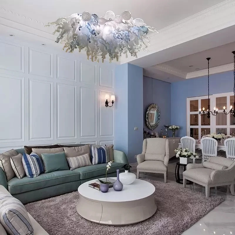 Vidro Handblown Candelabro, Iluminação LED, Hotel Design, Decoração Home, Upscale Atmosfera