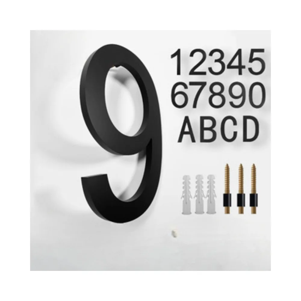 

127mm Floating House Numbers Outdoor Street Address Sign Plates 5” Big Black Acrylic Door Numbers For Apartment Yard Mailbox 0-9