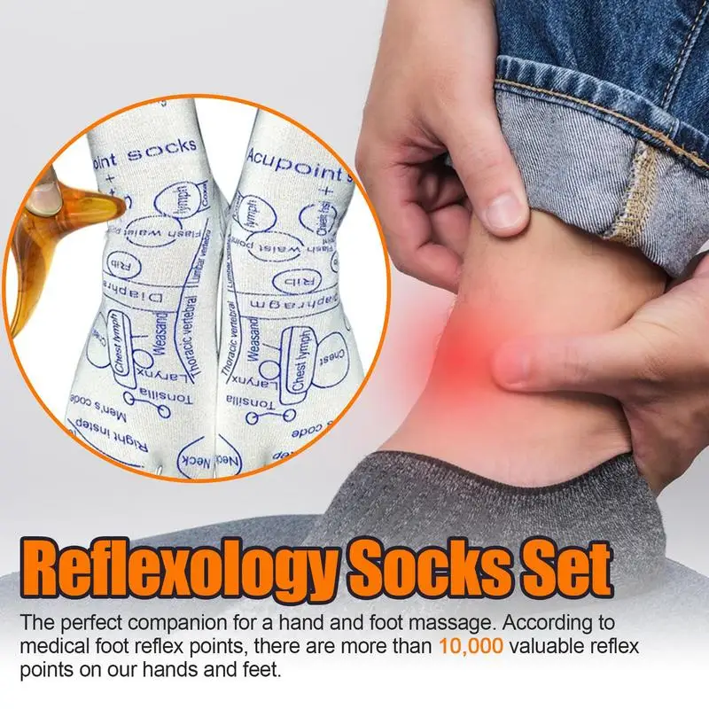 ถุงเท้านวดมือนวดกดจุดถุงมือผู้หญิงผู้ชายนิ้วมือนวดเท้าถุงเท้าถุงมือนวดกดจุดแผนภูมิ Rod Soothing TOOL