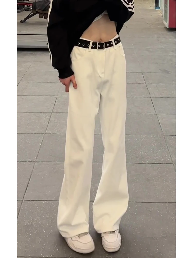 

Cleanfit White Men's Bell Bot Jeans Spring High Street Vibe Straight Leg Pants Drapey Comfortable mid Waist Zipper Fly