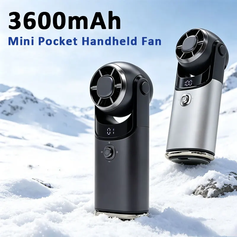 2026年新型 3600mAh ミニポケットハンディファン TEC半導体瞬間冷却 100段階風量調整ファン 屋外 オフィス 旅行 家庭用