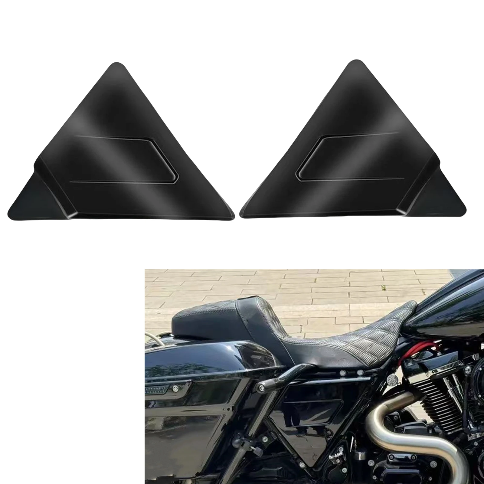 2PCS Motorcycle Extended Side Cover Stretched Panel For Harley Touring Road Glide King 2009-2023