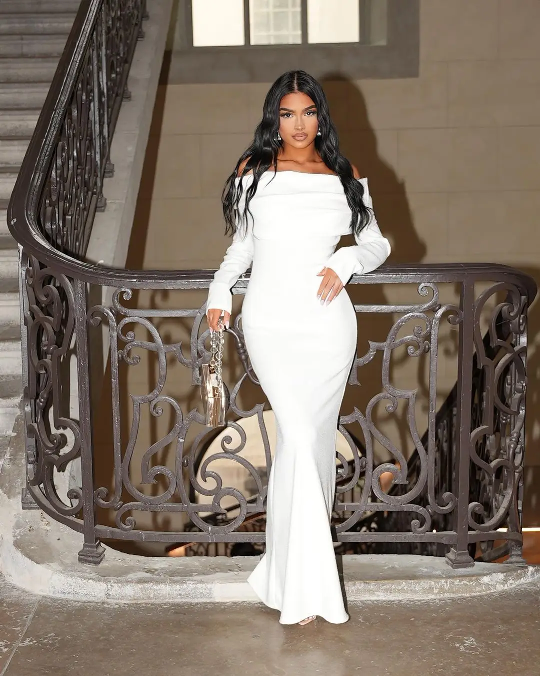 

Customized Long Sleeves Prom Dresses Off The Shoulder Party Dresses Floor Length Pleated Satin Evening Dresses Back Zipper