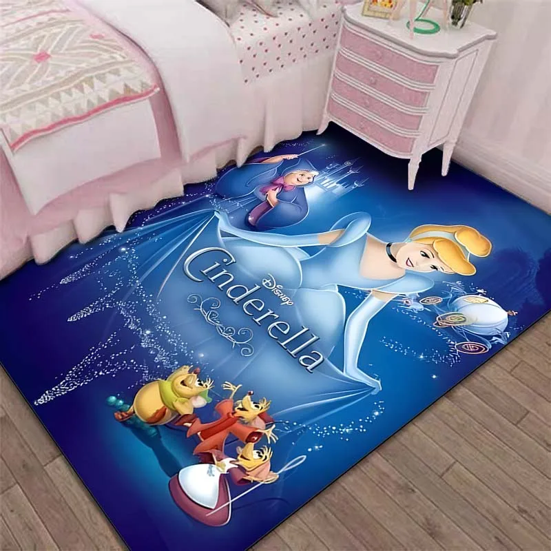 Disney Princess Cinderella Printing Carpet for Living Room Bedroom Girls Room Home Decor Area Rug Non-slip Mat Bedside Sofa Mat