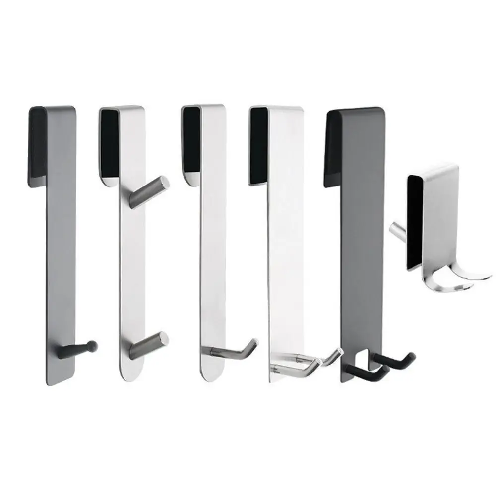 

Stainless Steel Shower Door Back Hook Punch-free Rust-proof Bathroom Long Hook Simple Anti-Slip Over Glass Door Towel Rack