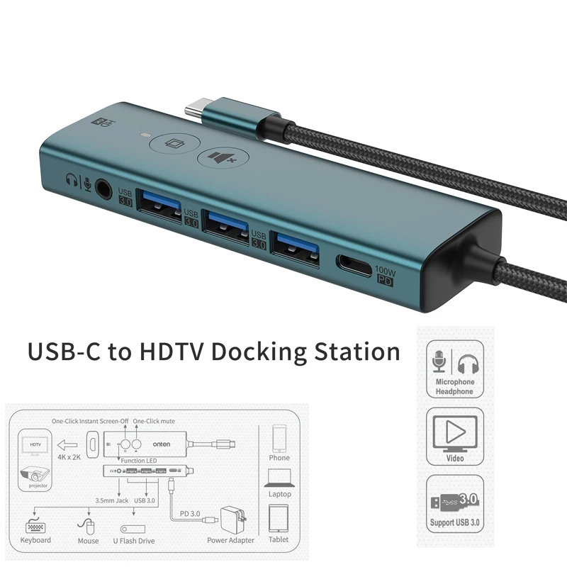 Synchronization Controller converter USB-C to HDMI-compatible Docking Station USB3.0 HUB Splitter Extender Video card for laptop