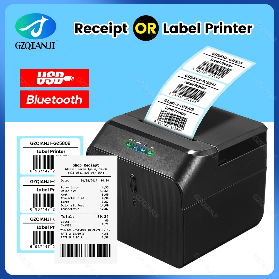 Mini Desktop Pos Receipt or Label Receipt Thermal Printer 2inch 58mm Bluetooth Impressora Express Barcode Label Impresora Handy