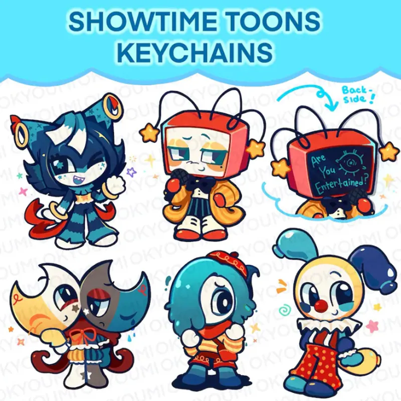¡Muñuelos acrílicos Showtime Toons! Lindo juego de dibujos animados Colgante de personaje