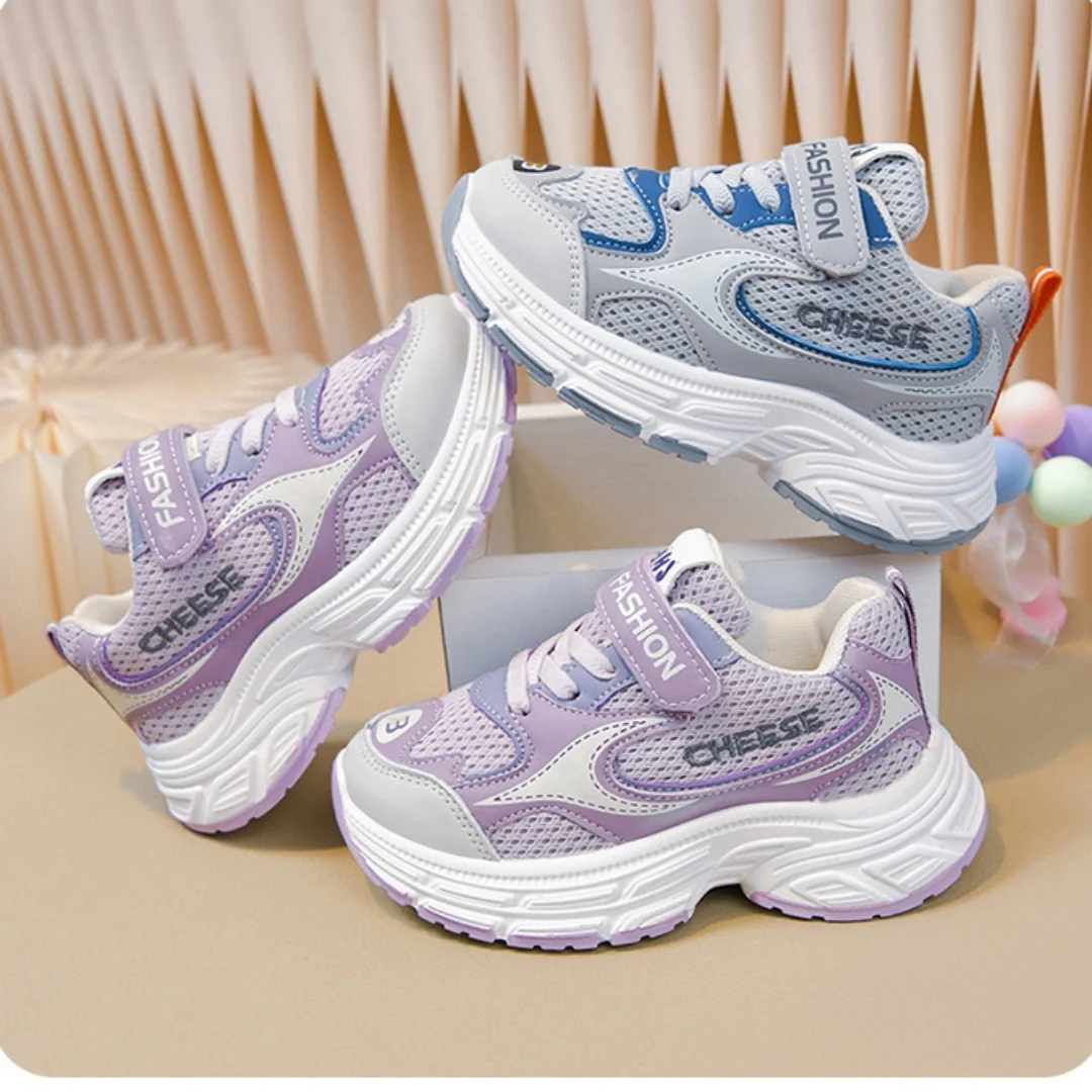 Kids'Casual Shoes Color Blocking PU Leather Fashion Autumn Shoes For Children Breathable Anti-slip Purple Grey Size 26-37
