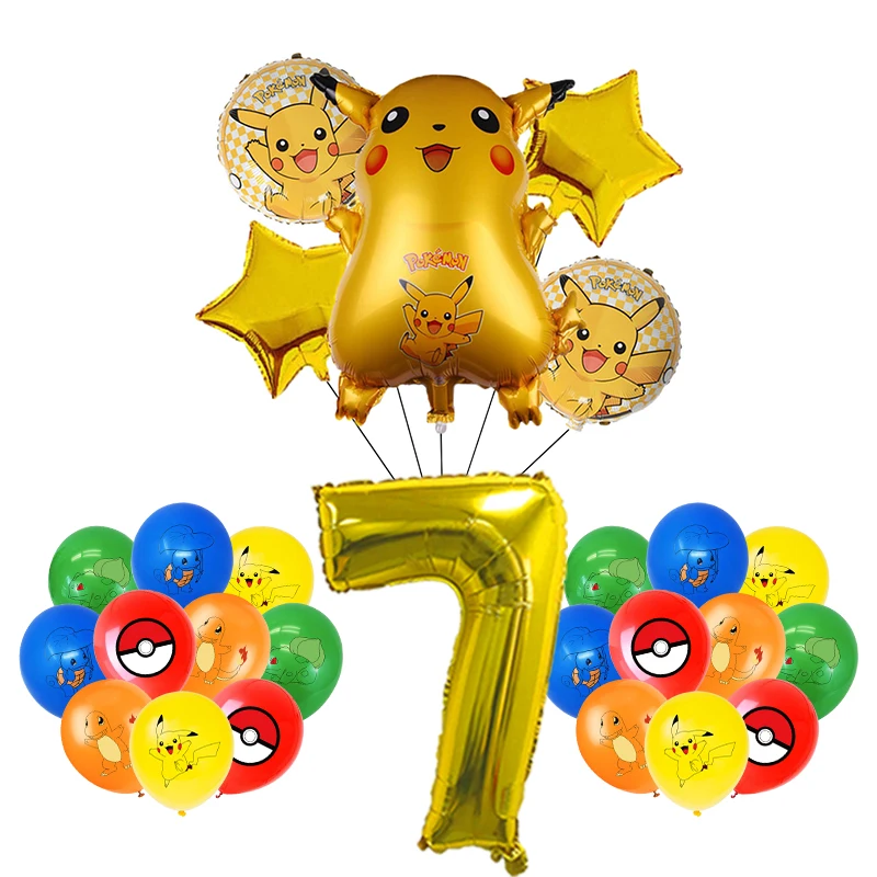 Pokemon Birthday Party Decoration New Lightning Pikachu Balloon For Kids Event Supplies Disposable Tableware Banner Backdrop