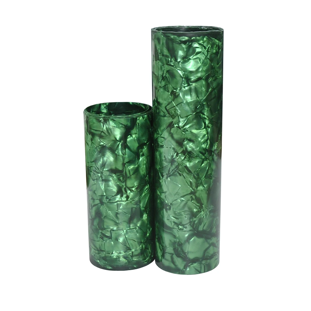 2Pcs Celluloid Sheet Drum Wrap Musical Instrument Deco Diamond Green 10x60\'\' and 16x60\'\'