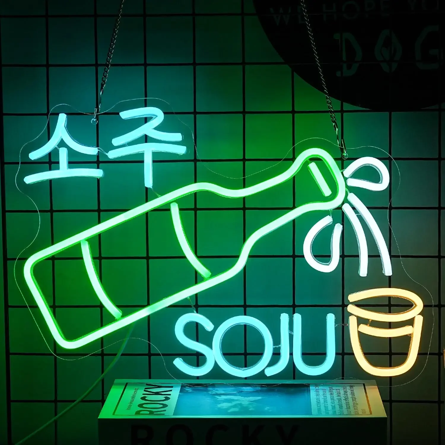 Soju Korean Bottle Neon Sign USB Dimmable LED Neon Light Korean BBQ Restaurant Kpop Themed Birthday Party Decor Bar Opening Gift