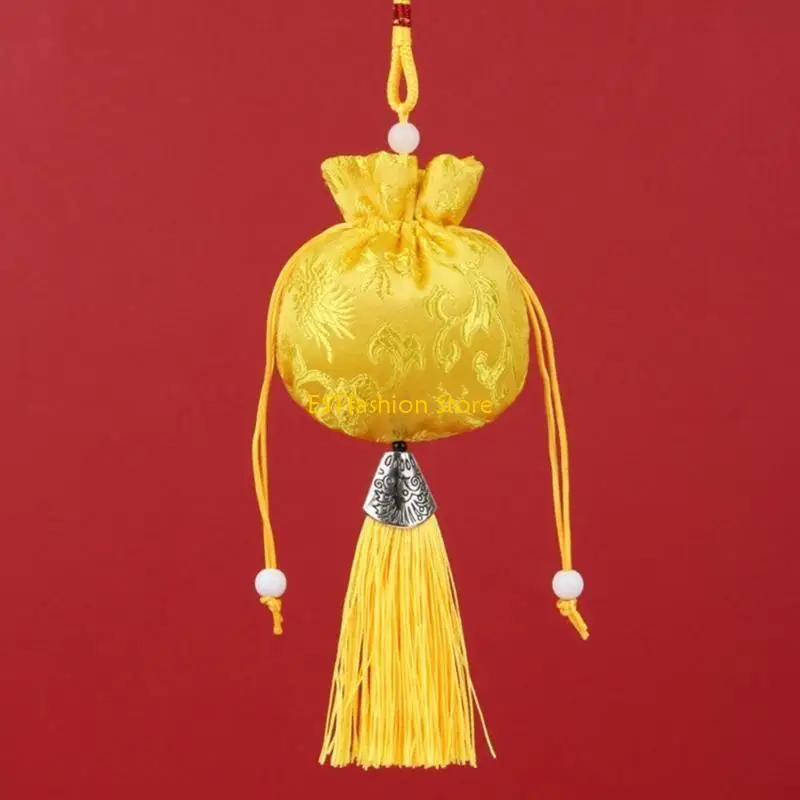 

Y5GC китайская сумка-саше с кисточками на шнурке, сумки с вышивкой, круглый кошелек для монет, пустая сумка для женщин