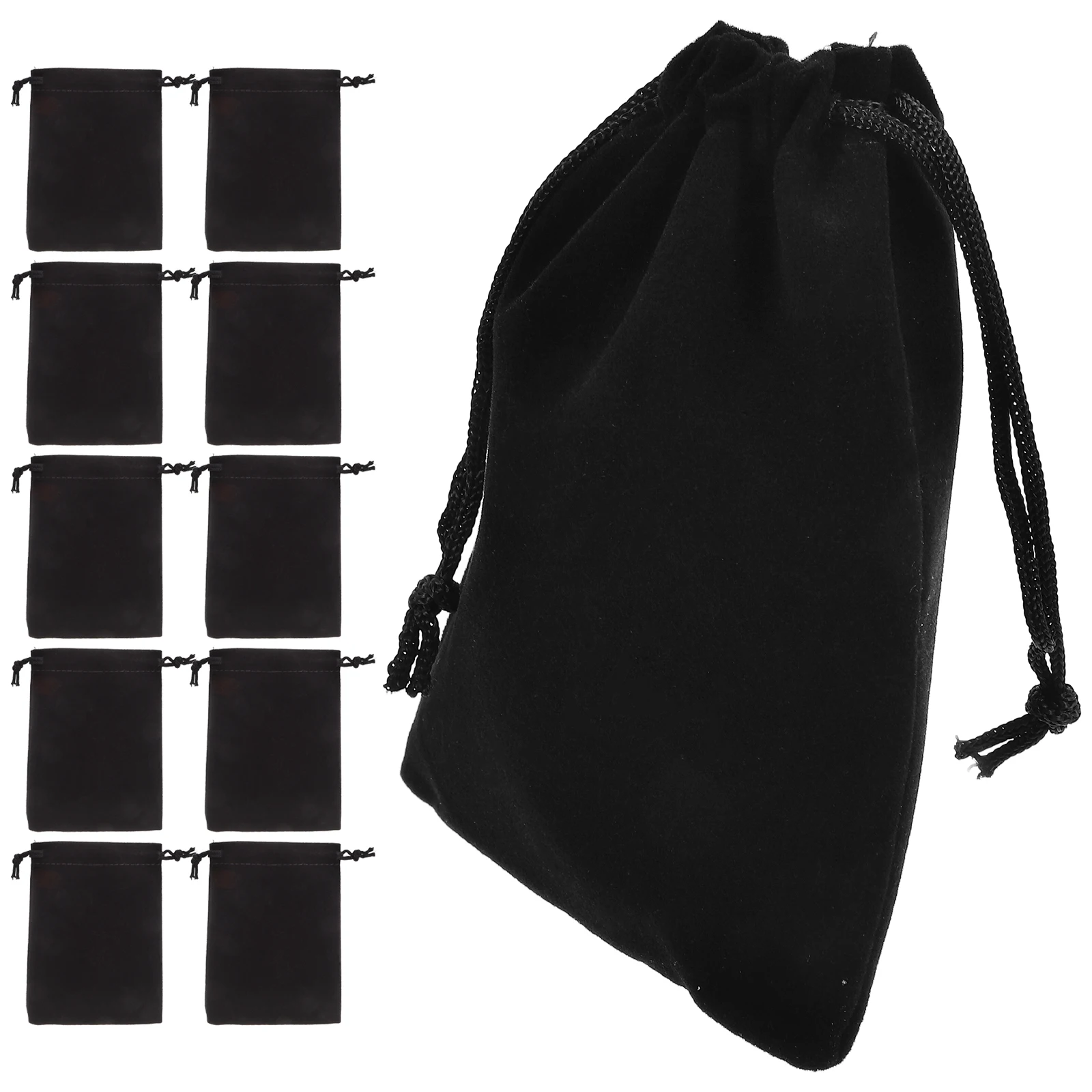 

20pcs Storage Bag Black Flannel Drawstring Pouch Large Capacity Jewelry Gift Packaging Travel Organizer Cloth Bag