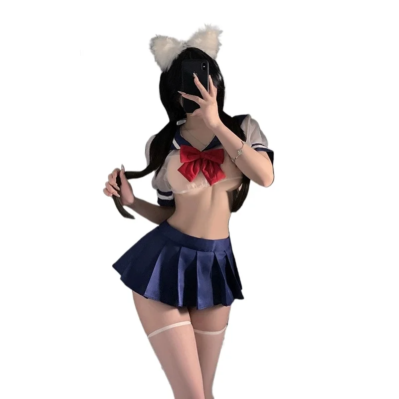 Japonés, coreano pasión traje uniforme de escuela de estudiante disfraces Cosplay Sexy Lencería pijama chica estudiante falda sexo juguete