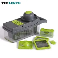 1Pc Green Black 14 in 1 Multifunctional Vegetable Slicer Cutter Shredders Slicer With Basket Fruit Potato Chopper Carrot Grater