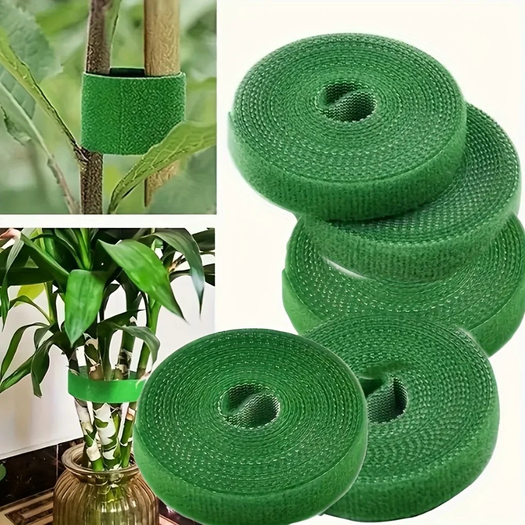Paquete de 5 cintas autoadhesivas para encuadernación de plantas: soporte flexible de jardín verde para vides y tallos