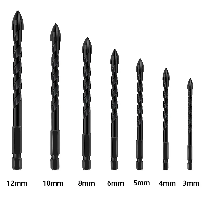 Cross Hex Tile Bits Glass Ceramic Concrete Hole Opener Alloy Triangle Drill Size 3/4/5/6/8/10/12 mm drill bits Glass Bits