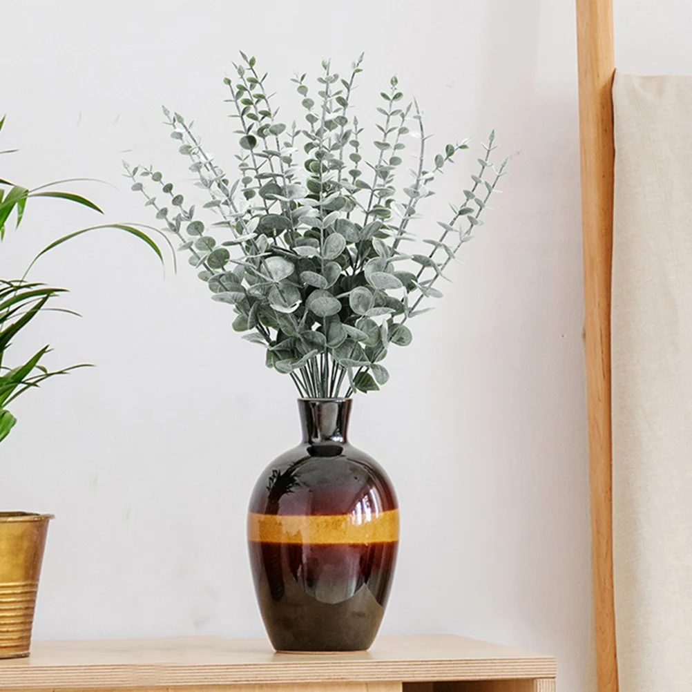 

24Pcs Simulation Eucalyptus Leaves Real Touch Artificial Plants for Home Wedding Decoration Faux Branches Floral Arrangement