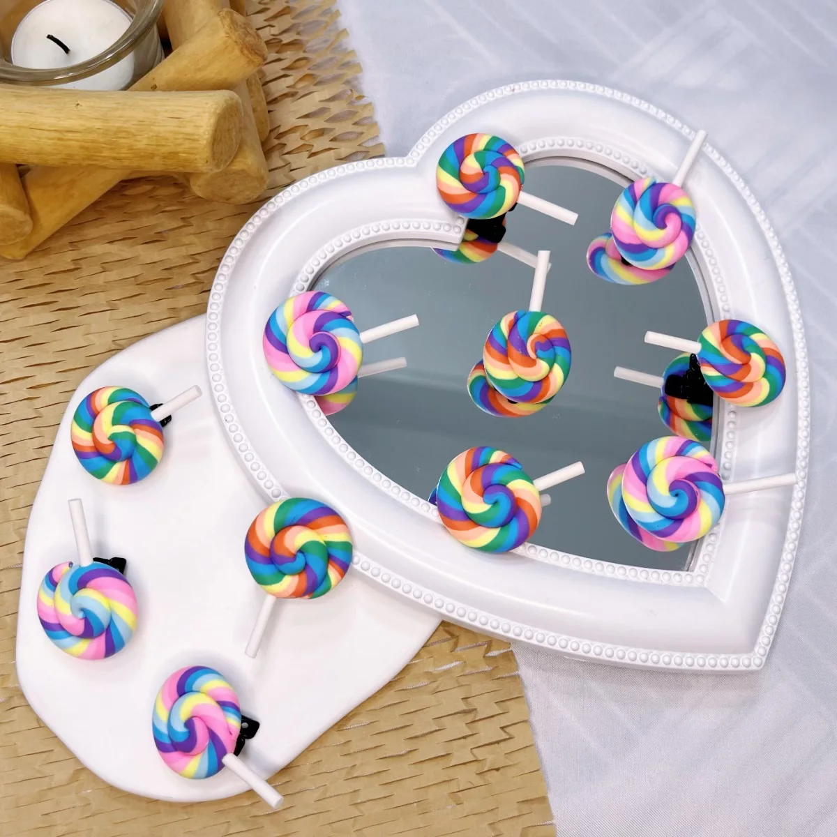 

Simulation Rainbow Lollipop Hair Clips Candy Color Cute Teenage Girl Side Bangs Clip student headwear Women Girl Jewelry Gifts