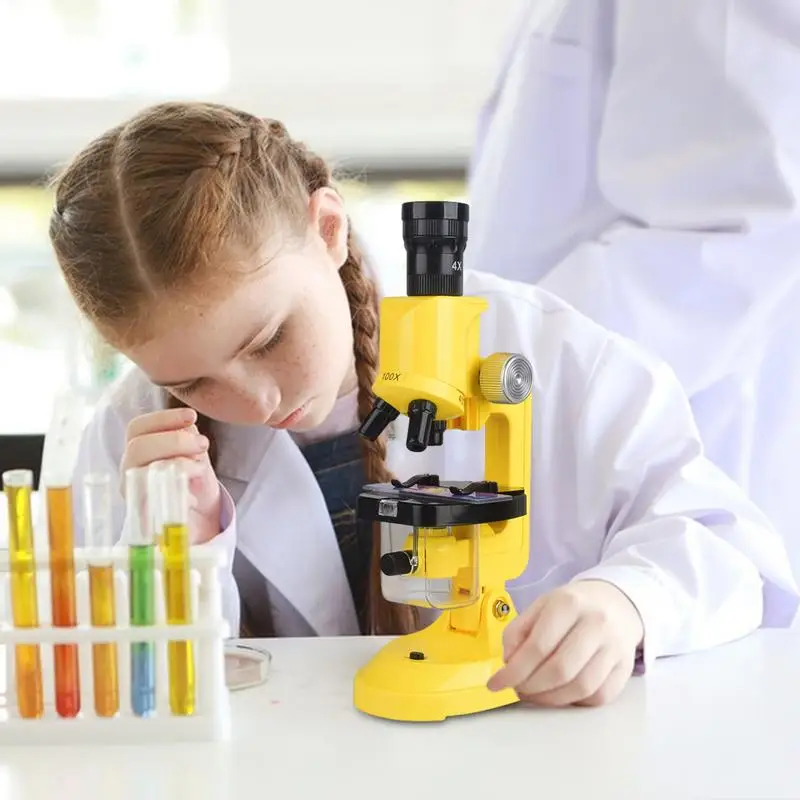 

Kids Microscope Set Science Experiment HD Optical Microscope Toy Kit Educational Scientific Experimental With Light Children