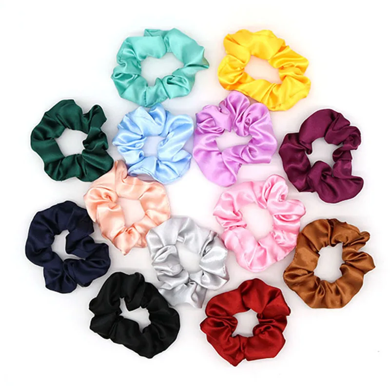 Retro Simple Satin Hair Scrunchie Candy Color Elastic Hair Bands Ponytail Hair Ties Fashion Ornament For Girls Hair Accessories