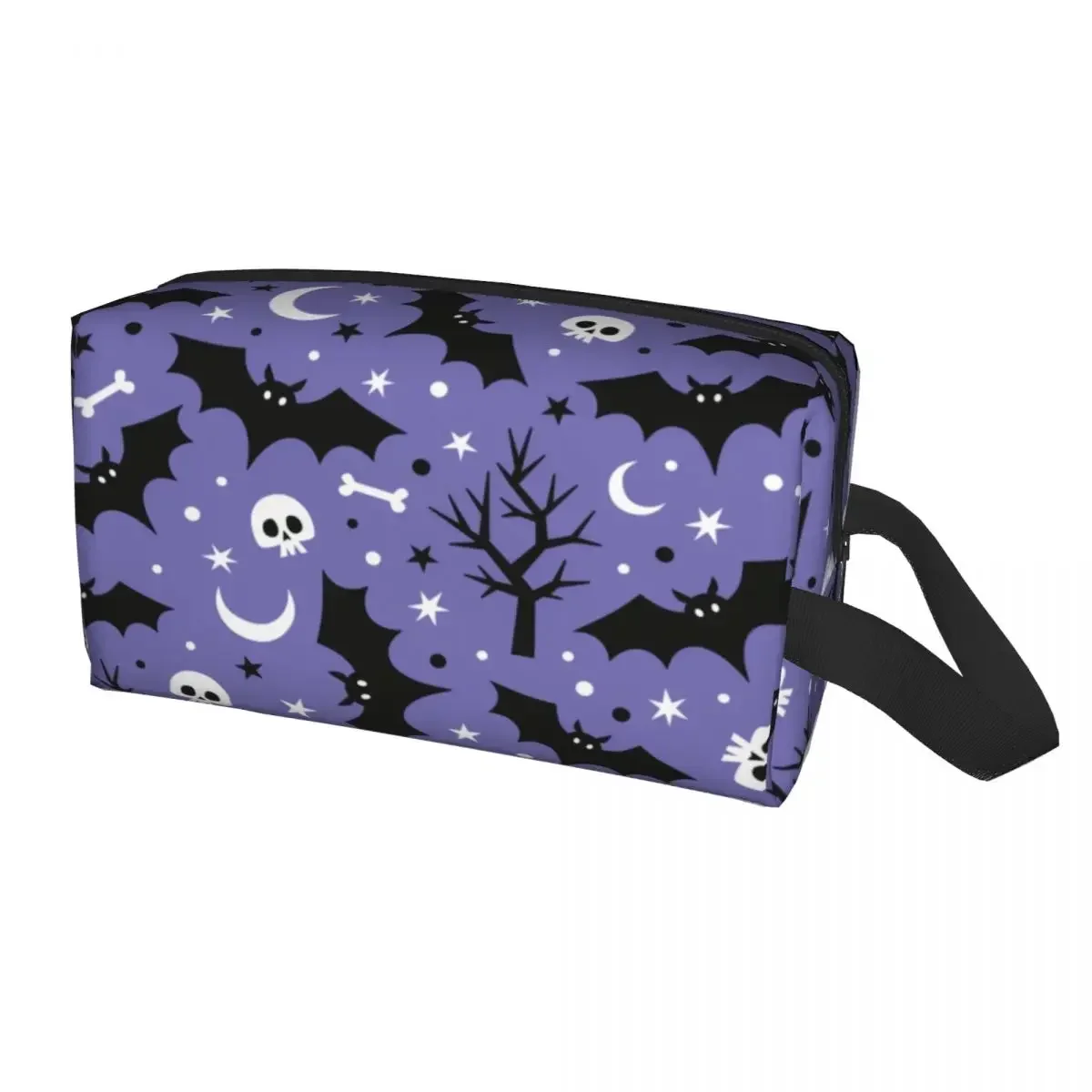 Halloween Spooky Bats Skull Toiletry Bag for Women Goth Occult Witch Cosmetic Makeup Organizer Lady Storage Dopp Kit Case