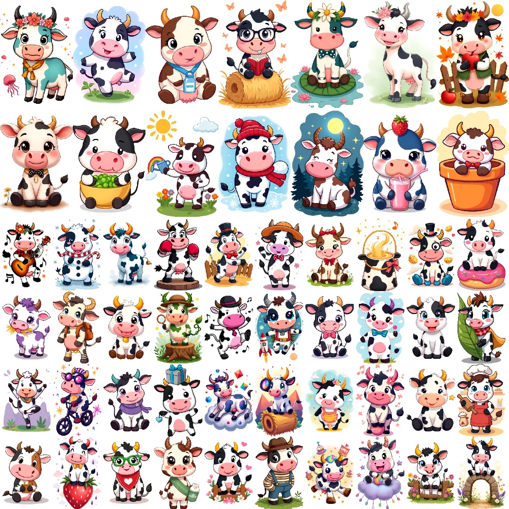 

63pcs Temporary Tattoo Cute Animal Stickers Cartoon Cow Stickers Waterproof Long-lasting Body Stickers For Women