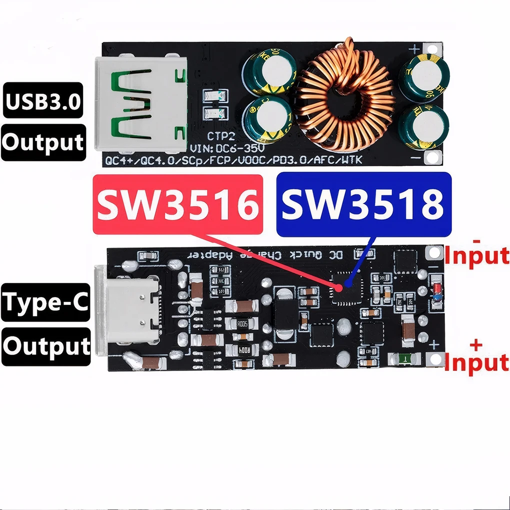 QC4.0 QC3.0 Mobile Phone Quick Charge Adapter USB Type-C 6 -35V Step Down Buck Boost Module SCP FCP PD Qualcomm SW3516 SW3518