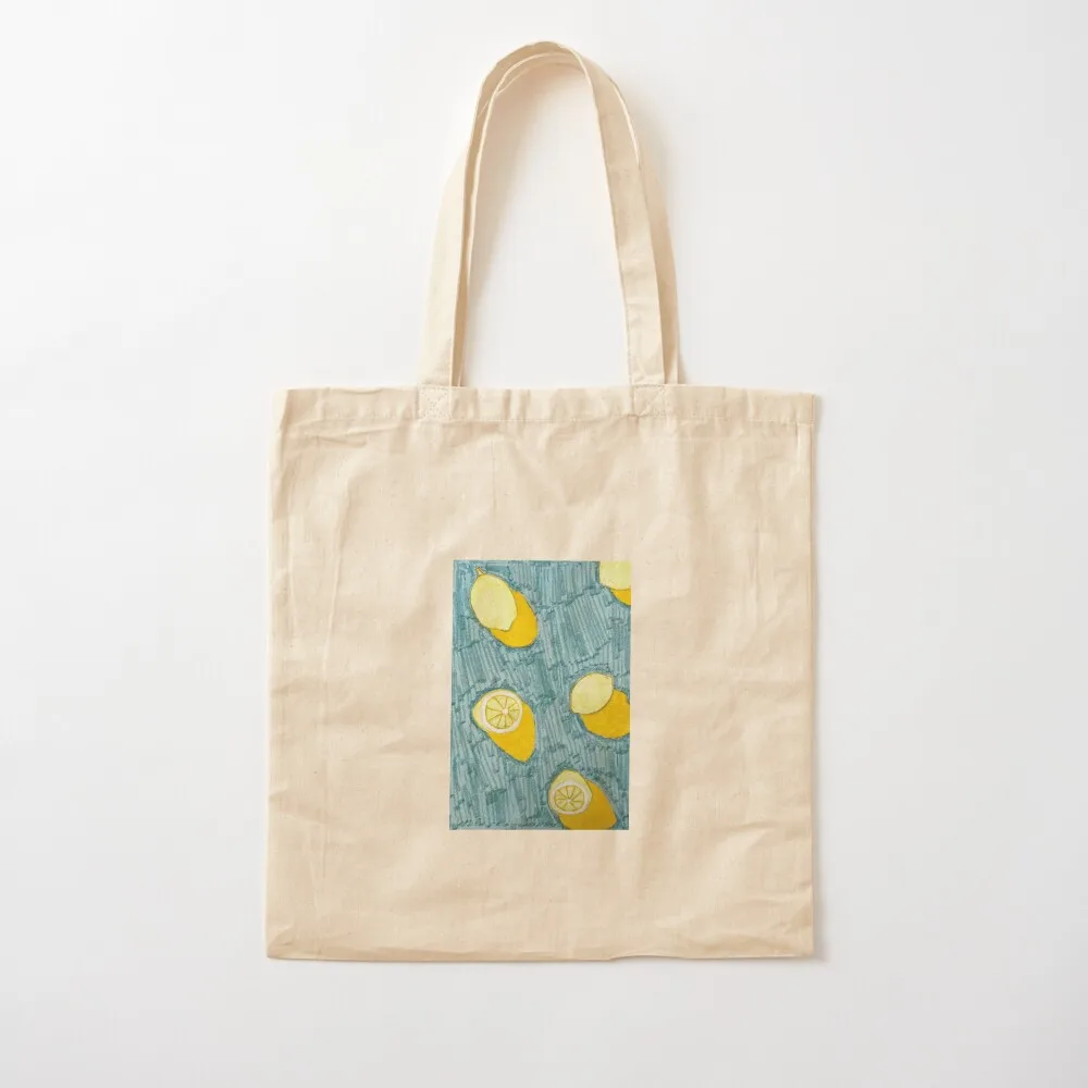 

Vintage Lemon Print Tote Bag university shopper bag Canvas shoulder bag Women's shopper Big women Canvas Tote