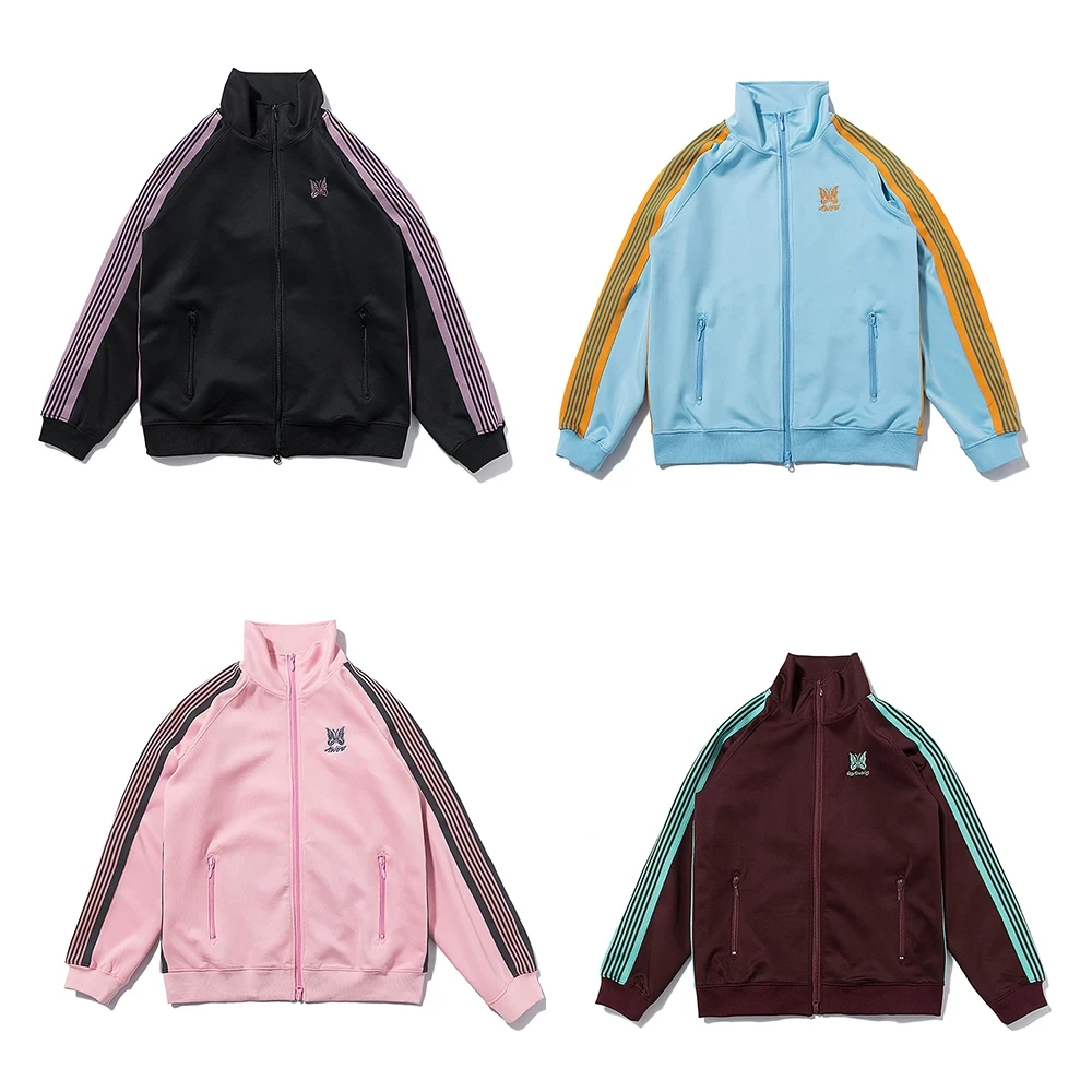 Needles Classic Sport Jacket Butterfly Logo Embroidered Unisex  Casual Sports Jacket Unisex Japanese Retro Streetwear Outerwear
