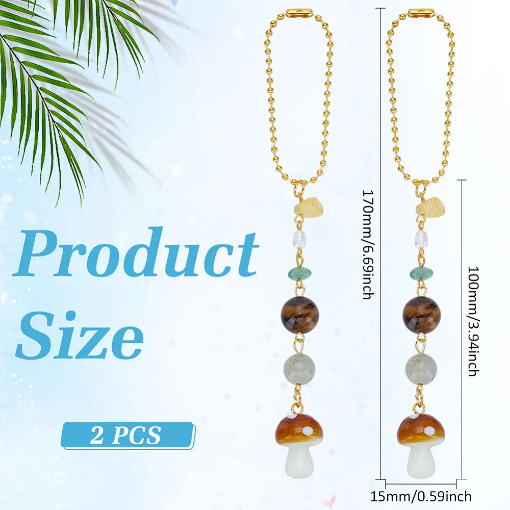 2Pcs Mushroom Hanging Decor Mixed Color Mushroom Hanging Car Charm Rear View Mirror Accessories Cute Boho Accessories for Women