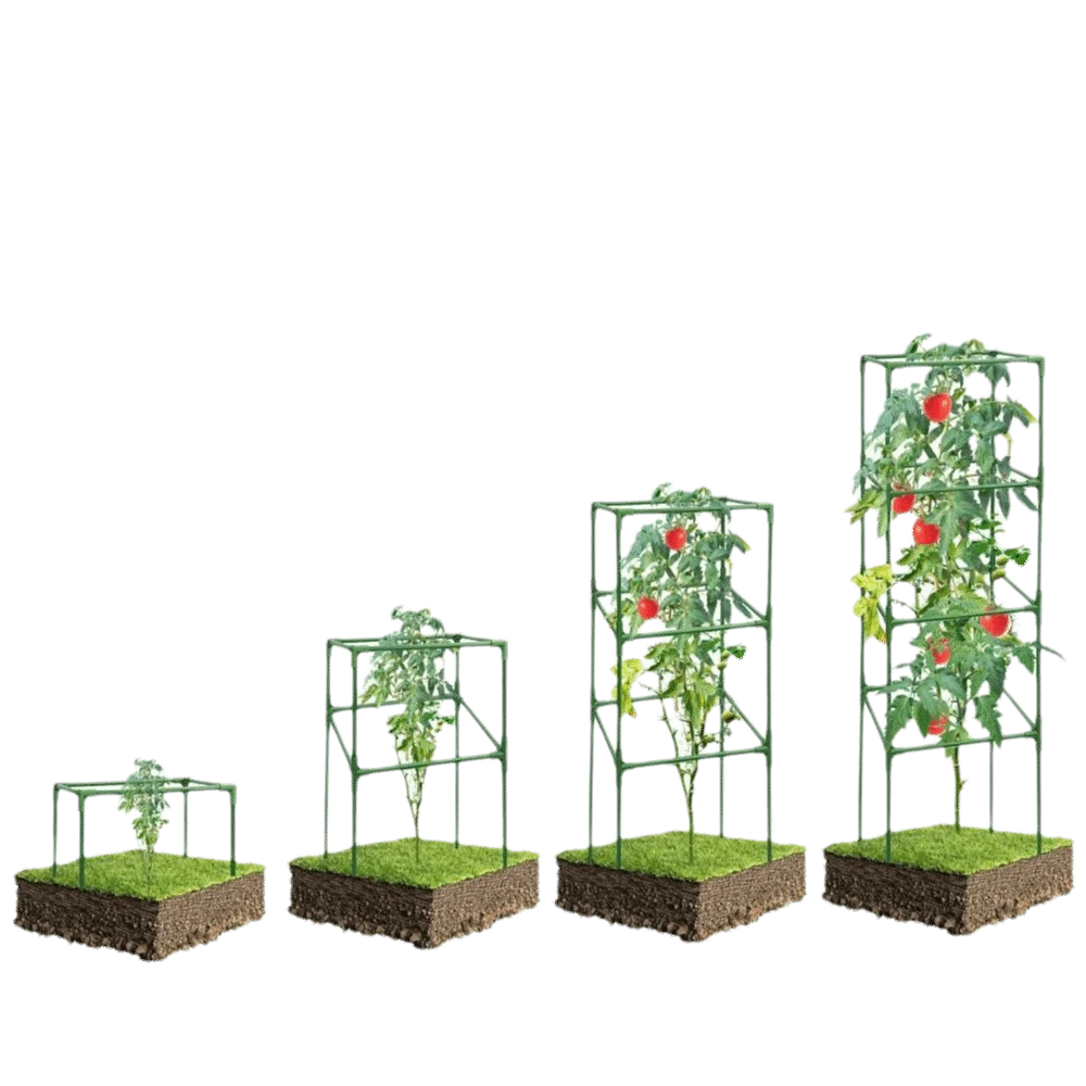 Durable Plant Climbing Trellis Heavy-Duty Steel Space-Saving Tomato Cages Stackable Stakes Easy Assembly Plant Support