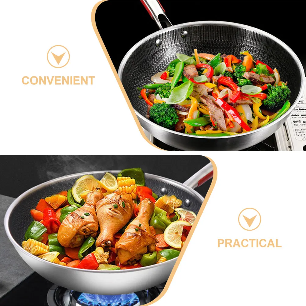 

Stainless Steel Frying Pan Nonstick Honeycomb Skillet Ergonomic Handle Kitchen Cookware Easy Tossing Reduces Oil