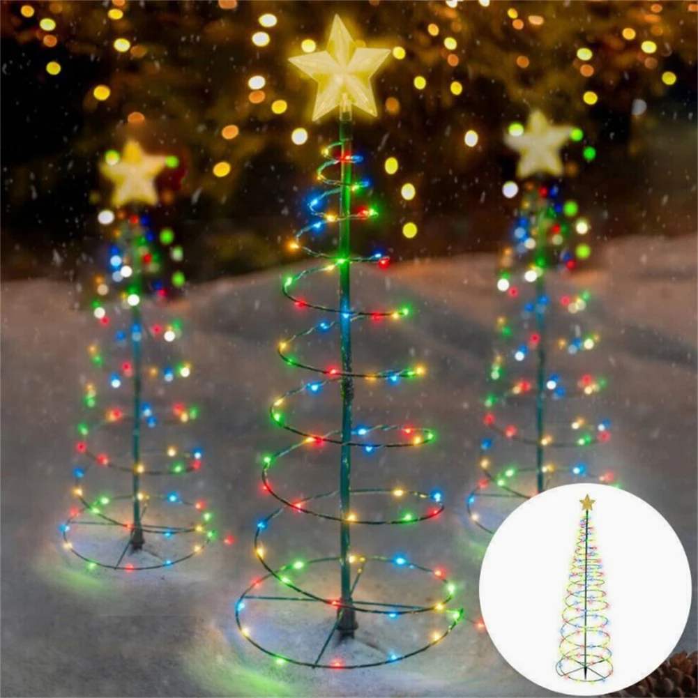 Kerst Outdoor Kleurrijke Led Solar Light 2 Verlichtingsmodi Ip65 Waterdichte Kerstboom Licht Voor Nieuwjaar Tuindecoratie