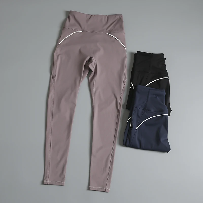 

No embarrassment line yoga pants for women with high waist lifting hips peach hip elastic tights sports pants running fitness