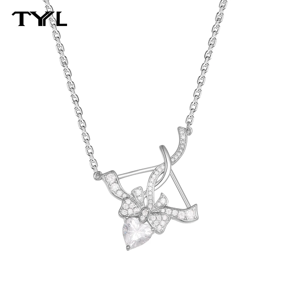 

TYYL Romantic Cupid Arrow Pendant Necklace Silver Zircon Love Charms Jewellery Gift for Her Special Occasion