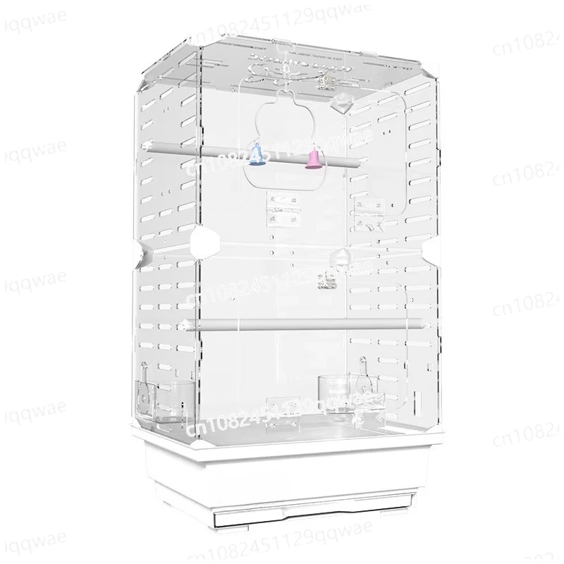 Transparent acrylic ornamental splash-proof breathable bird cage cockatoo budgie pet